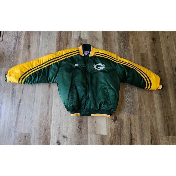 Green Bay Packers  Starter Enforcer Satin  Varsity Full-Snap Jacket - Green/Gold - Picture 3 of 16